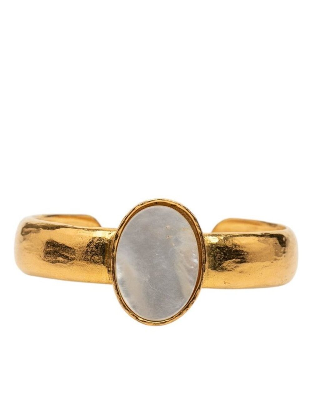 Chanel CC Logo Vintage Bangle Gold Plated Shell Bracelet